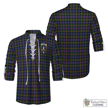 Fleming Tartan Men's Scottish Traditional Jacobite Ghillie Kilt Shirt with Family Crest