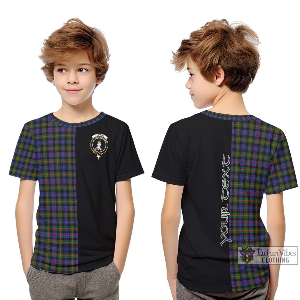 Fleming Tartan Kid T-Shirt with Family Crest and Half Of Me Style Youth XL Size14 - Tartanvibesclothing Shop