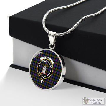Fleming Tartan Circle Necklace with Family Crest
