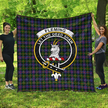 Fleming Tartan Quilt with Family Crest
