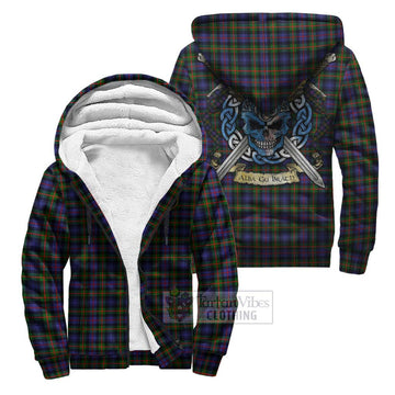 Fleming Tartan Sherpa Hoodie with Family Crest Celtic Skull Style