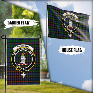 Fleming Tartan Flag with Family Crest
