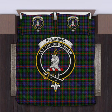 Fleming Tartan Quilt Bed Set with Family Crest Twin - Tartan Vibes Clothing