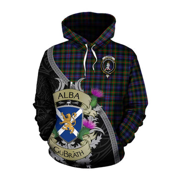 Fleming Tartan Family Crest Cotton Hoodie Lion Rampant Royal Thistle Shield Celtic Inspired