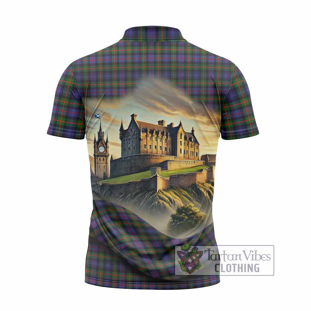 Tartan Vibes Clothing Fleming Tartan Family Crest Zipper Polo Shirt with Scottish Ancient Castle Stype