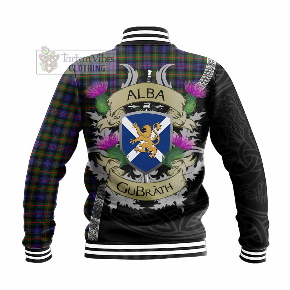 Tartan Vibes Clothing Fleming Tartan Family Crest Baseball Jacket Lion Rampant Royal Thistle Shield Celtic Inspired