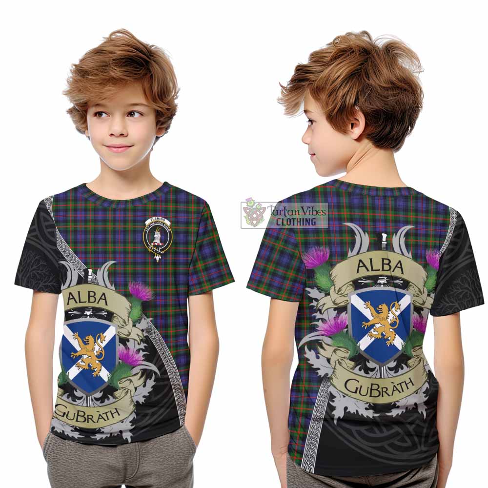Tartan Vibes Clothing Fleming Tartan Family Crest Kid T-Shirt Lion Rampant Royal Thistle Shield Celtic Inspired
