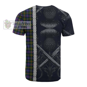 Tartan Vibes Clothing Fleming Tartan Cotton T-shirt with Family Crest Cross Sword Thistle Celtic Vibes