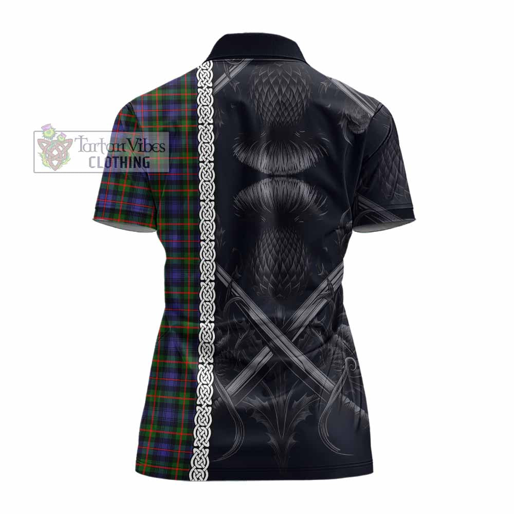 Tartan Vibes Clothing Fleming Tartan Women's Polo Shirt with Family Crest Cross Sword Thistle Celtic Vibes