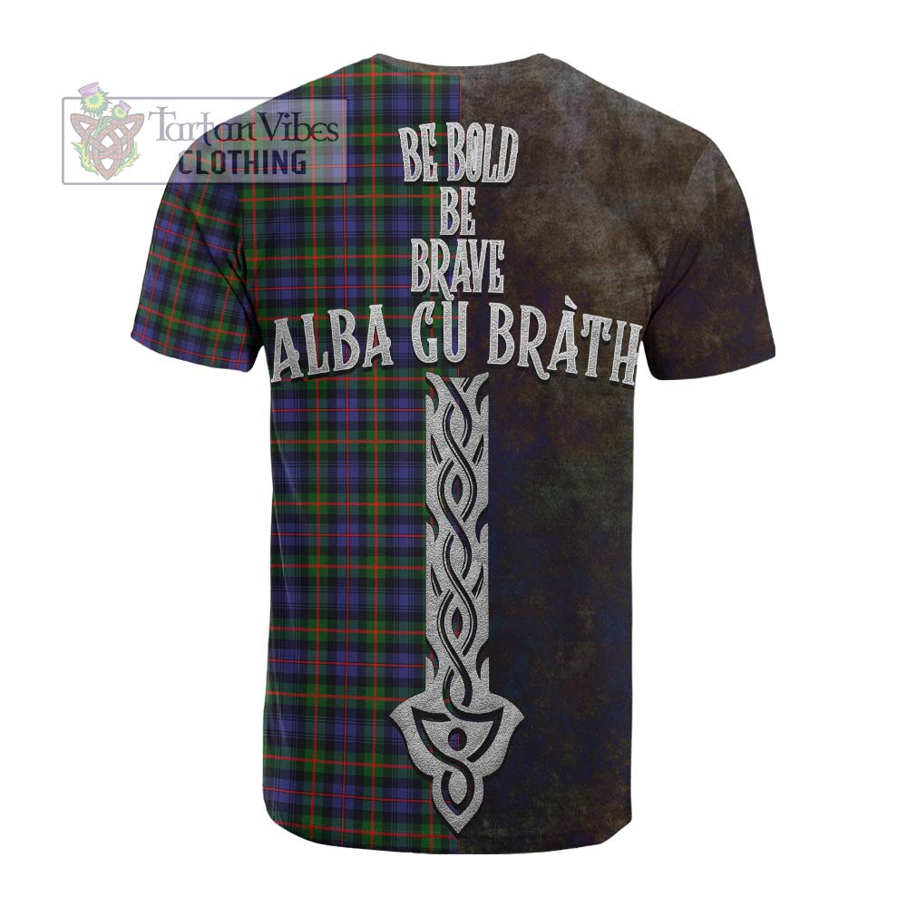 Tartan Vibes Clothing Fleming Tartan Family Crest Cotton T-shirt Alba Gu Brath Be Brave Lion Ancient Style