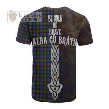 Fleming Tartan Family Crest Cotton T-shirt Alba Gu Brath Be Brave Lion Ancient Style