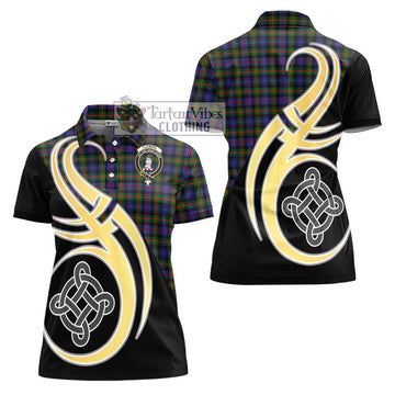 Fleming Tartan Women's Polo Shirt with Family Crest and Celtic Symbol Style