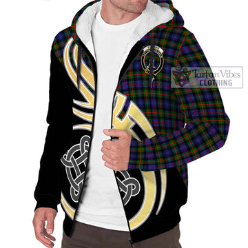 Fleming Tartan Sherpa Hoodie with Family Crest and Celtic Symbol Style