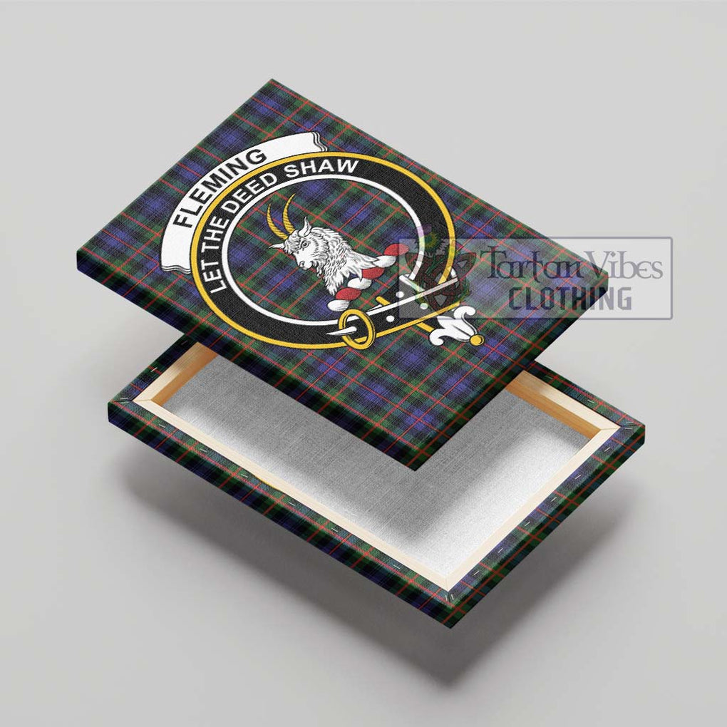 Fleming Tartan Canvas Print Wall Art with Family Crest - Tartan Vibes Clothing
