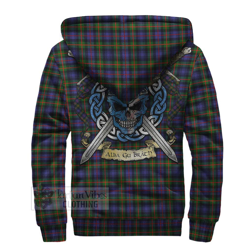 Tartan Vibes Clothing Fleming Tartan Sherpa Hoodie with Family Crest Celtic Skull Style