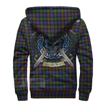 Fleming Tartan Sherpa Hoodie with Family Crest Celtic Skull Style