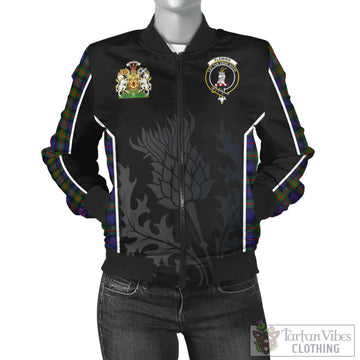 Fleming Tartan Bomber Jacket with Family Crest and Scottish Thistle Vibes Sport Style