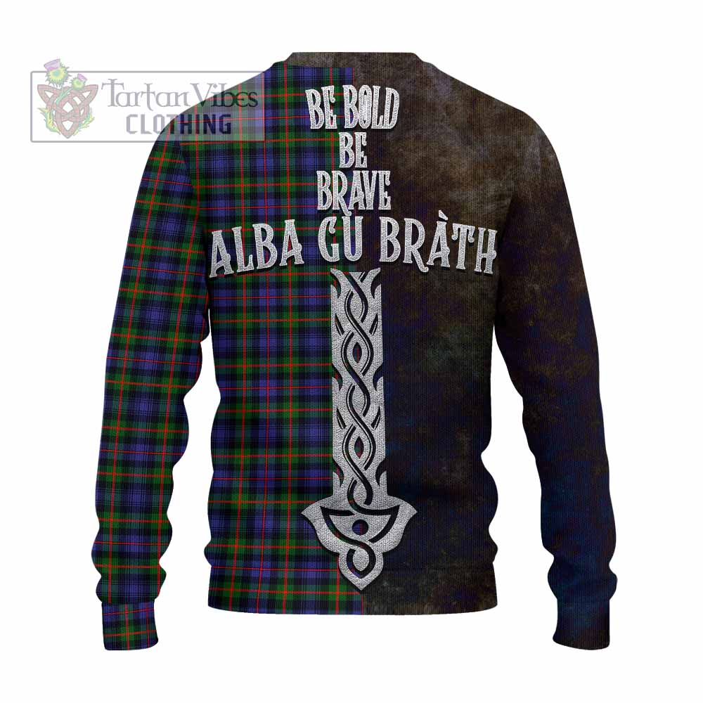 Tartan Vibes Clothing Fleming Tartan Family Crest Knitted Sweater Alba Gu Brath Be Brave Lion Ancient Style