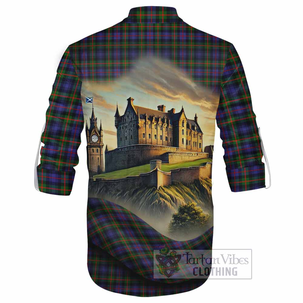 Tartan Vibes Clothing Fleming Tartan Family Crest Ghillie Kilt Shirt with Scottish Ancient Castle Style