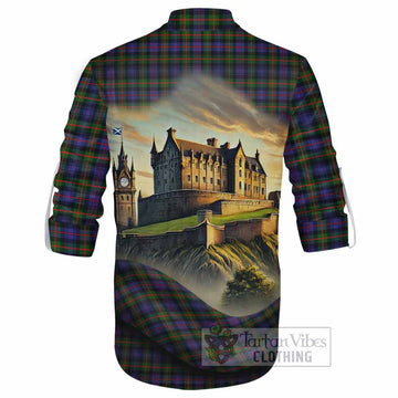 Tartan Vibes Clothing Fleming Tartan Family Crest Ghillie Kilt Shirt with Scottish Ancient Castle Style