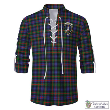 Fleming Tartan Men's Scottish Traditional Jacobite Ghillie Kilt Shirt with Family Crest