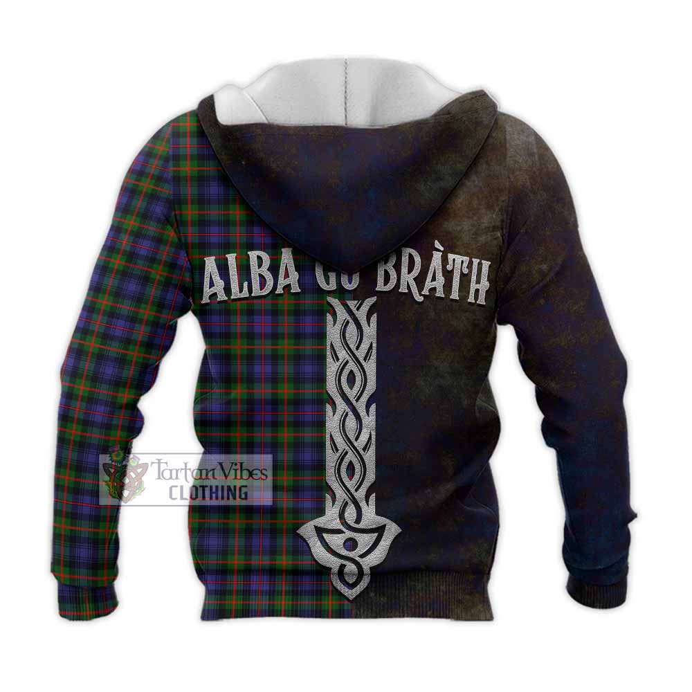 Tartan Vibes Clothing Fleming Tartan Family Crest Knitted Hoodie Alba Gu Brath Be Brave Lion Ancient Style