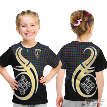 Fleming Tartan Kid T-Shirt with Family Crest and Celtic Symbol Style