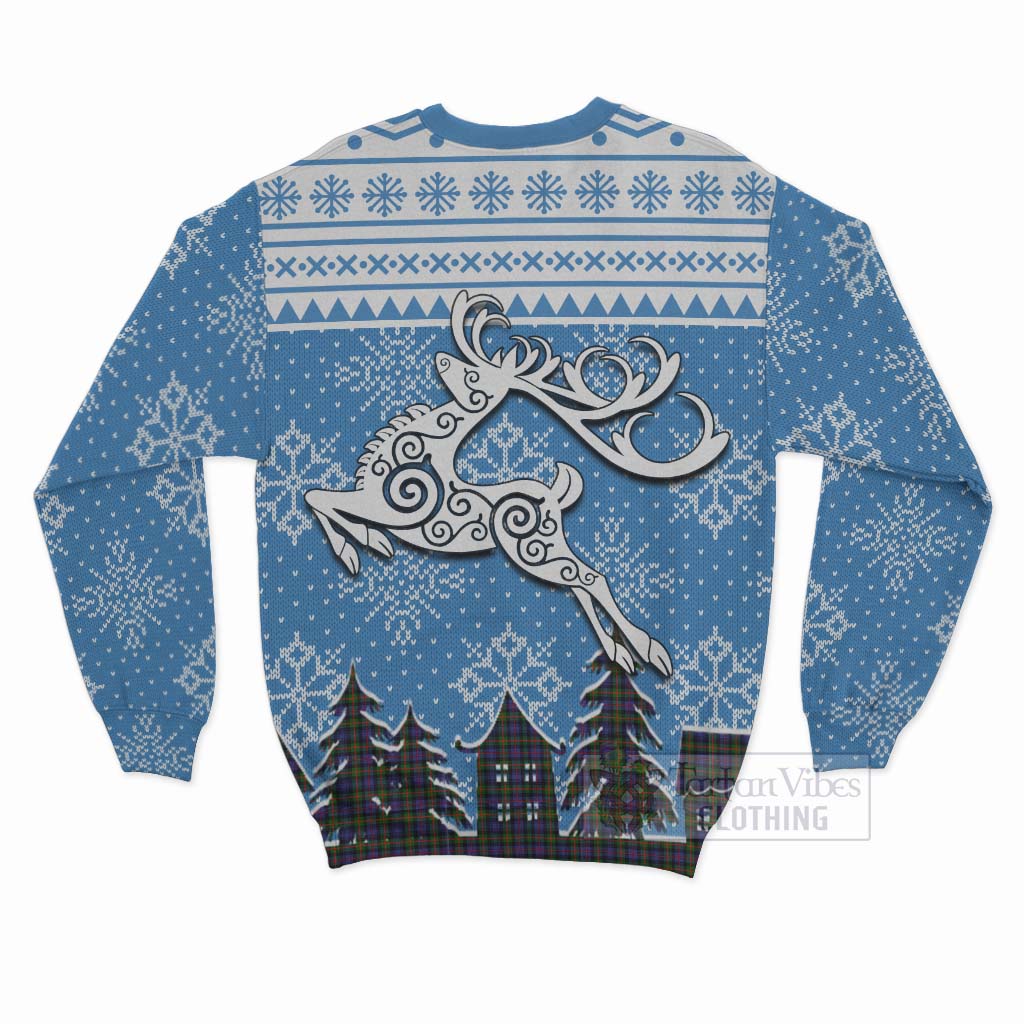 Fleming Clan Christmas Sweatshirt Celtic Reindeer Style - Tartan Vibes Clothing