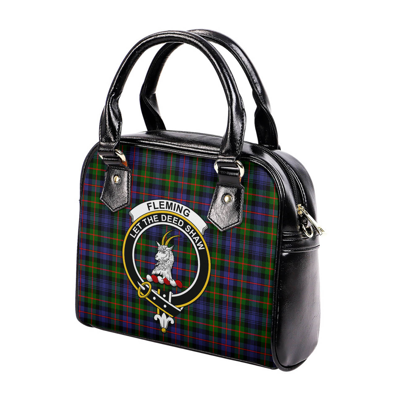 Fleming Tartan Shoulder Handbags with Family Crest - Tartanvibesclothing