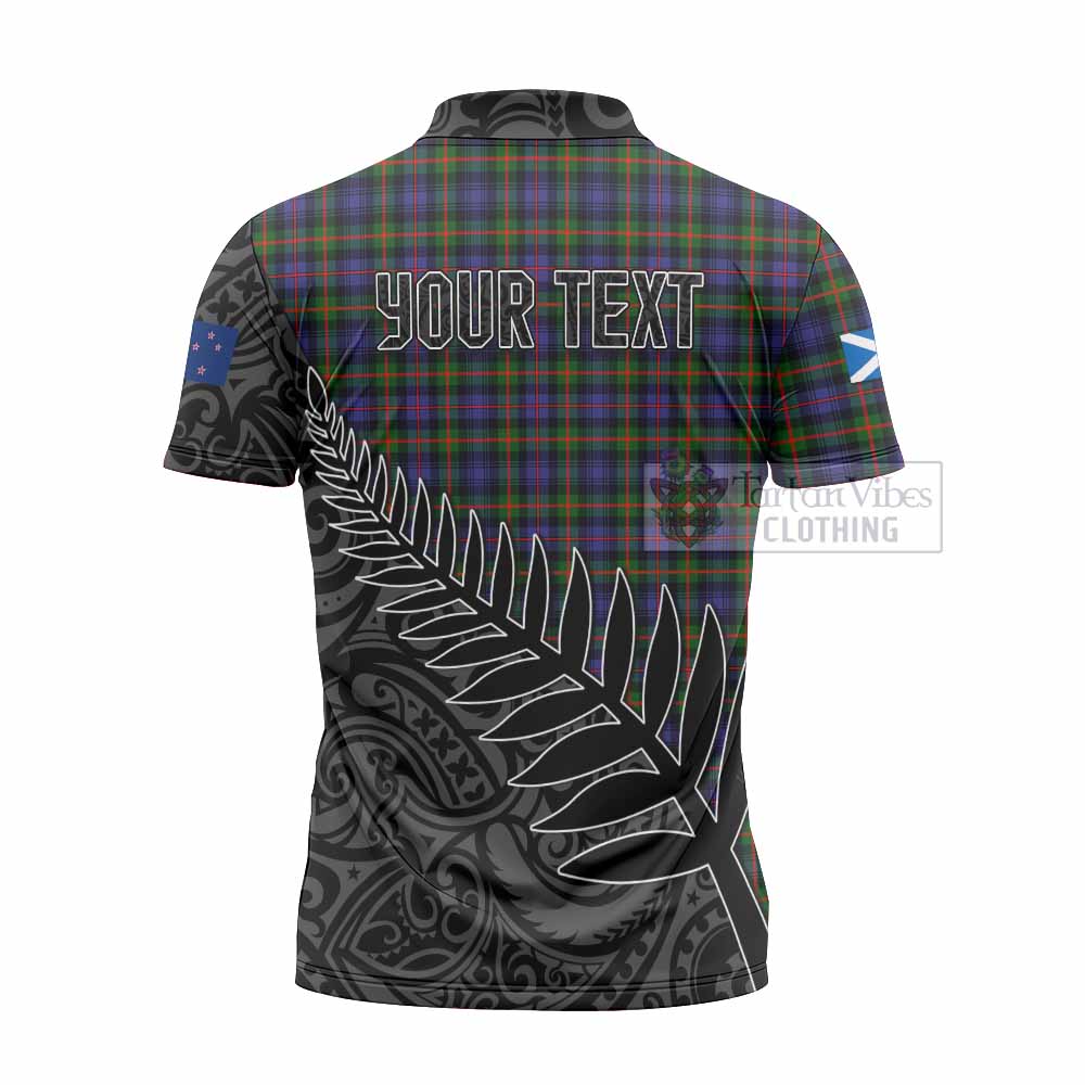 Tartan Vibes Clothing Fleming Crest Tartan Zipper Polo Shirt with New Zealand Silver Fern Half Style