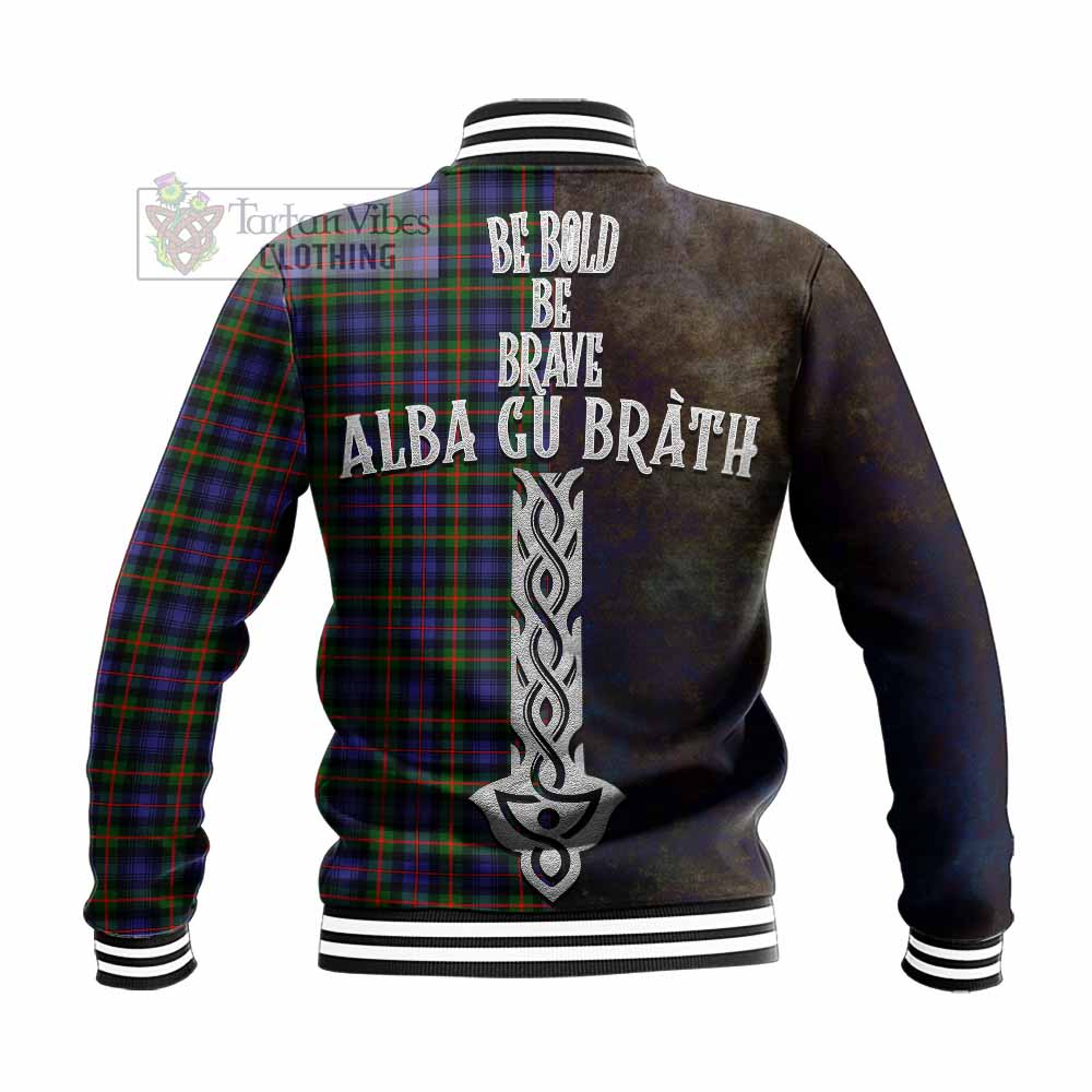 Tartan Vibes Clothing Fleming Tartan Family Crest Baseball Jacket Alba Gu Brath Be Brave Lion Ancient Style