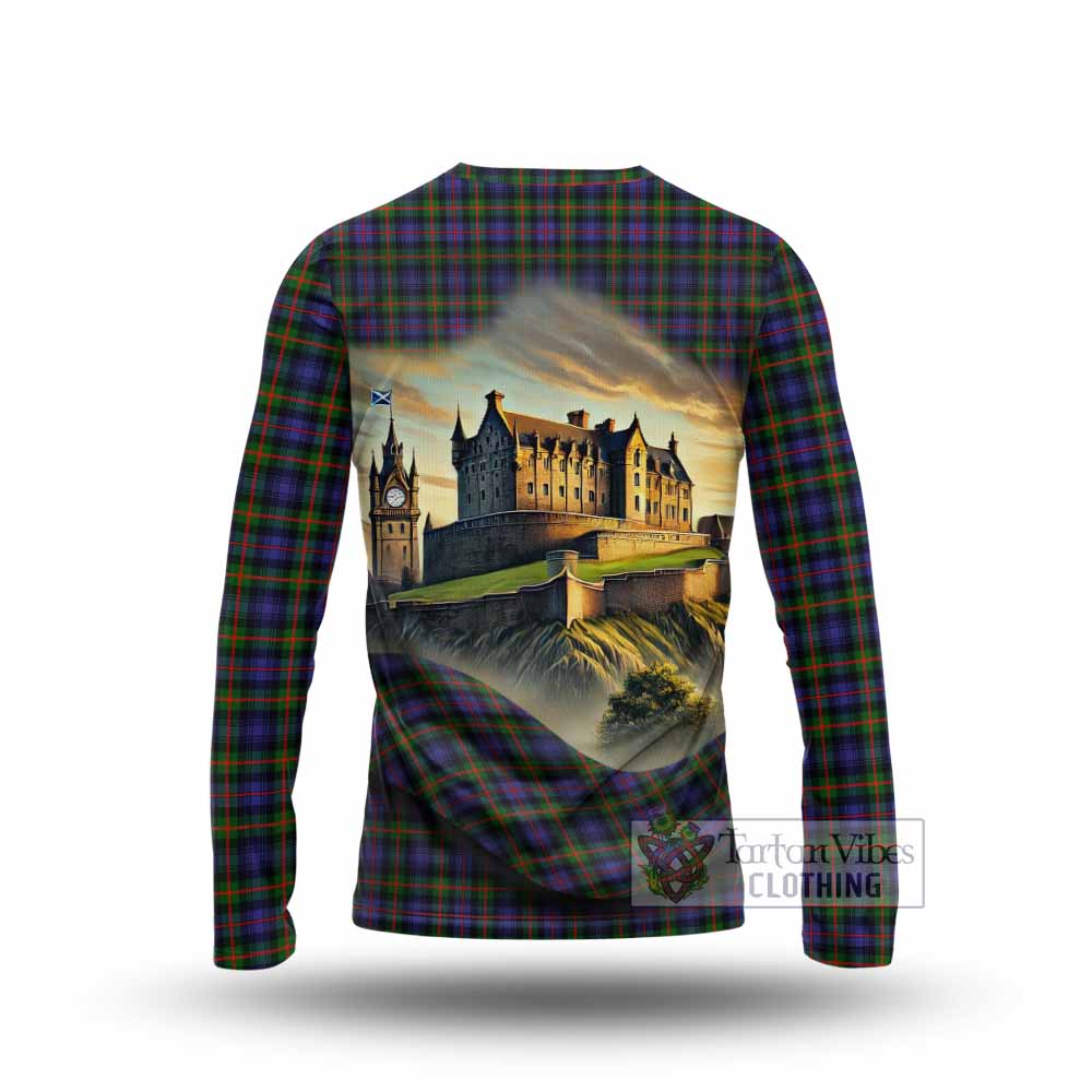 Tartan Vibes Clothing Fleming Tartan Family Crest Long Sleeve T-Shirt with Scottish Ancient Castle Style