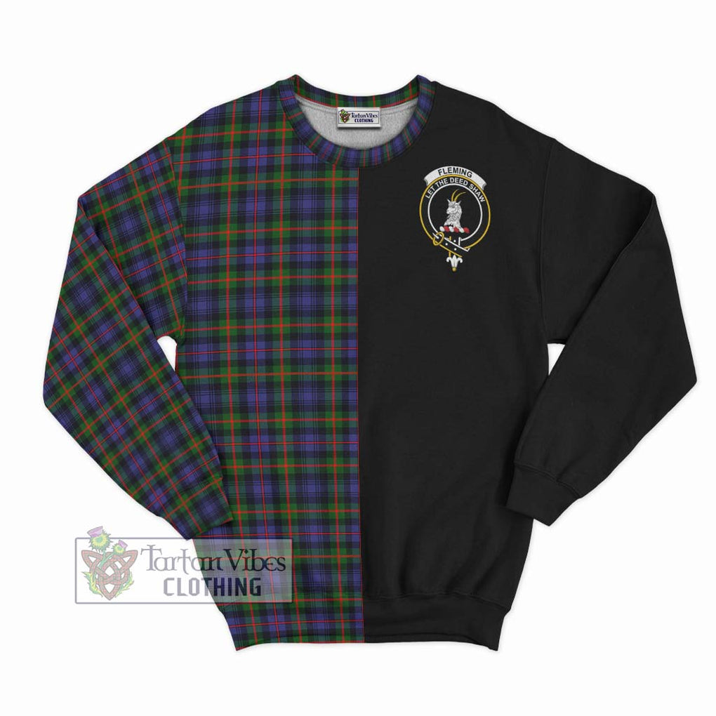 Fleming Tartan Sweatshirt with Family Crest and Half Of Me Style - Tartanvibesclothing Shop