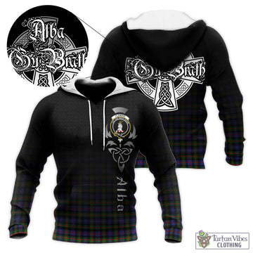 Fleming Tartan Knitted Hoodie Featuring Alba Gu Brath Family Crest Celtic Inspired