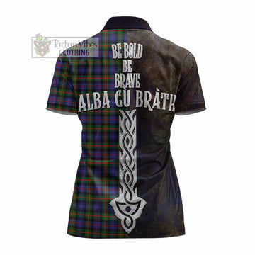 Fleming Tartan Family Crest Women's Polo Shirt Alba Gu Brath Be Brave Lion Ancient Style