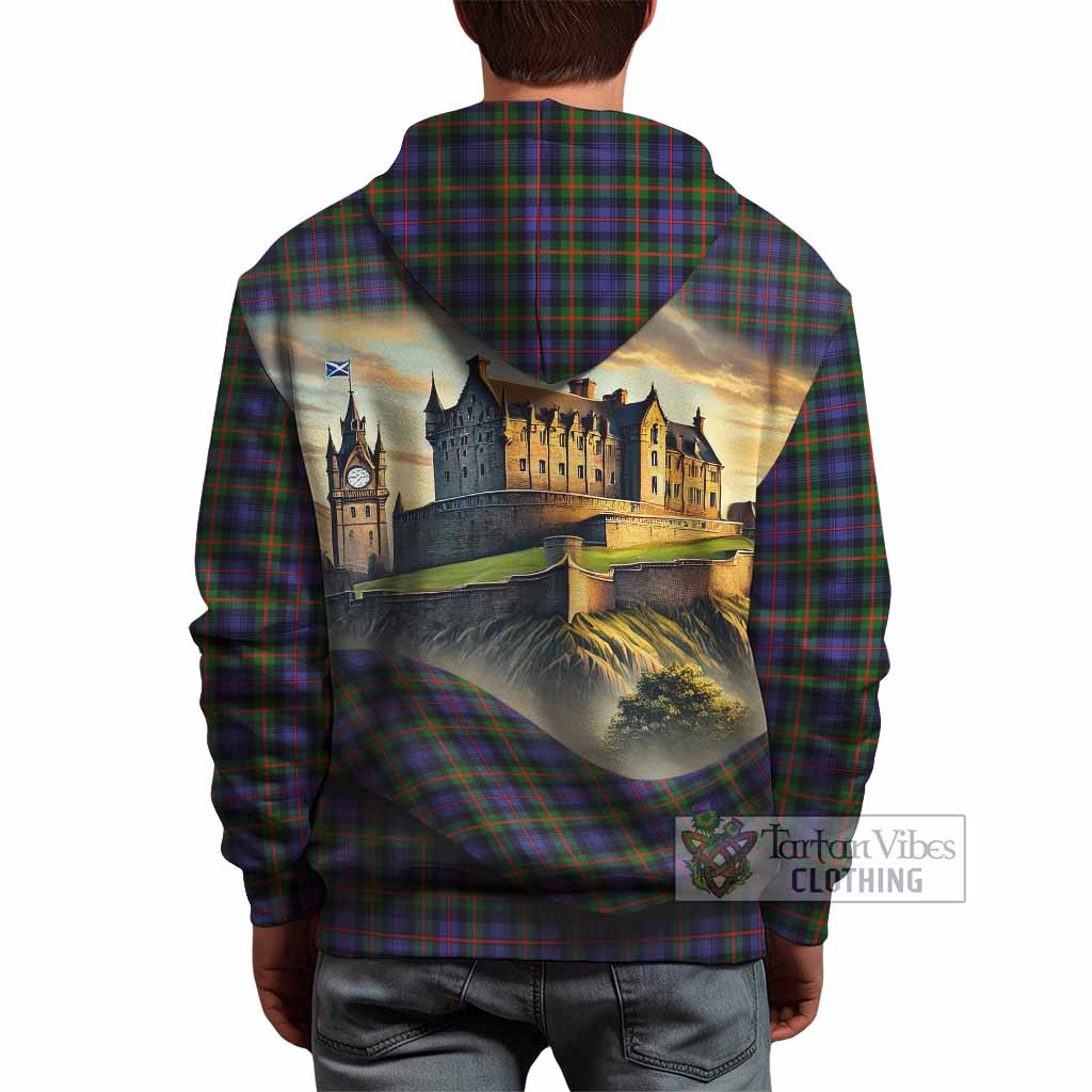 Tartan Vibes Clothing Fleming Tartan Family Crest Hoodie with Scottish Ancient Castle Style