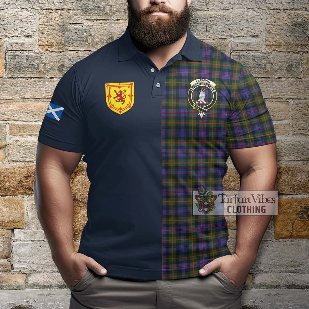 Tartan Vibes Clothing Fleming Tartan Polo Shirt with Scottish Lion Royal Arm Half Style