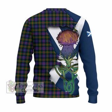 Tartan Vibes Clothing Fleming Tartan Family Crest Knitted Sweater Scottish Thistle Celtic Inspired