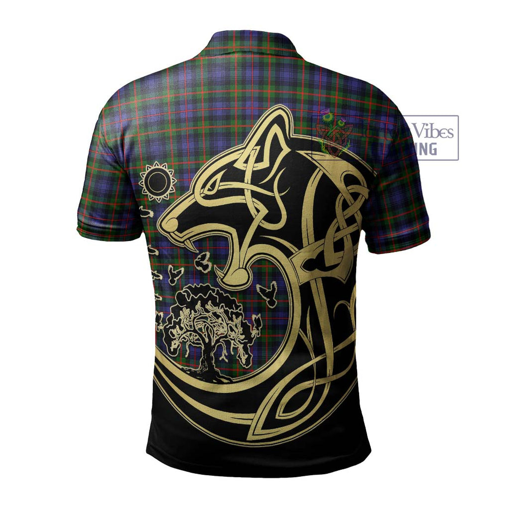 Fleming Tartan Polo Shirt with Family Crest Celtic Wolf Style - Tartanvibesclothing Shop