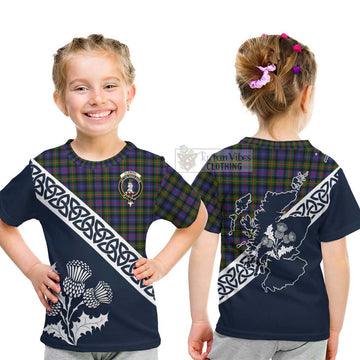 Fleming Tartan Kid T-Shirt Featuring Thistle and Scotland Map