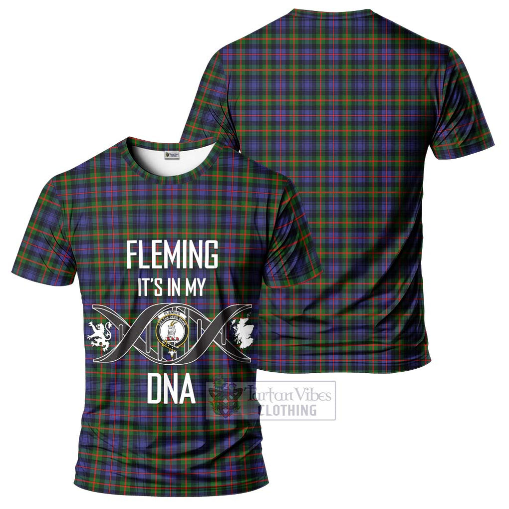 Fleming Tartan T-Shirt with Family Crest DNA In Me Style - Tartan Vibes Clothing