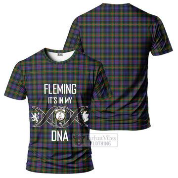 Fleming Tartan T-Shirt with Family Crest DNA In Me Style - Tartan Vibes Clothing