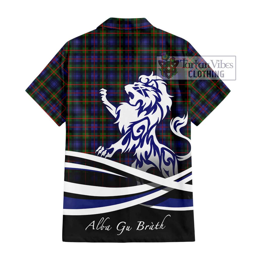 Fleming Tartan Short Sleeve Button Shirt with Alba Gu Brath Regal Lion Emblem - Tartanvibesclothing Shop