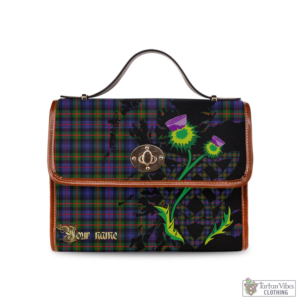 Tartan Vibes Clothing Fleming Tartan Waterproof Canvas Bag with Scotland Map and Thistle Celtic Accents