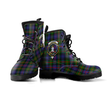 Fleming Tartan Leather Boots with Family Crest