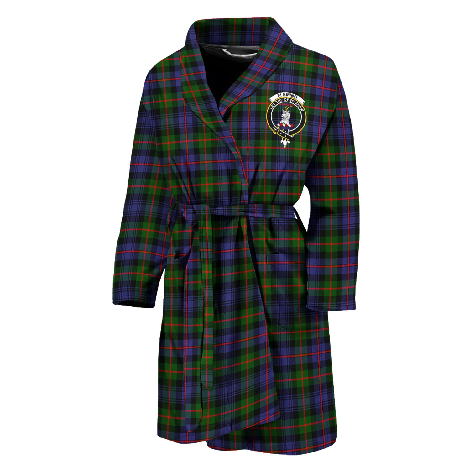 Fleming Tartan Bathrobe with Family Crest Unisex M - Tartan Vibes Clothing