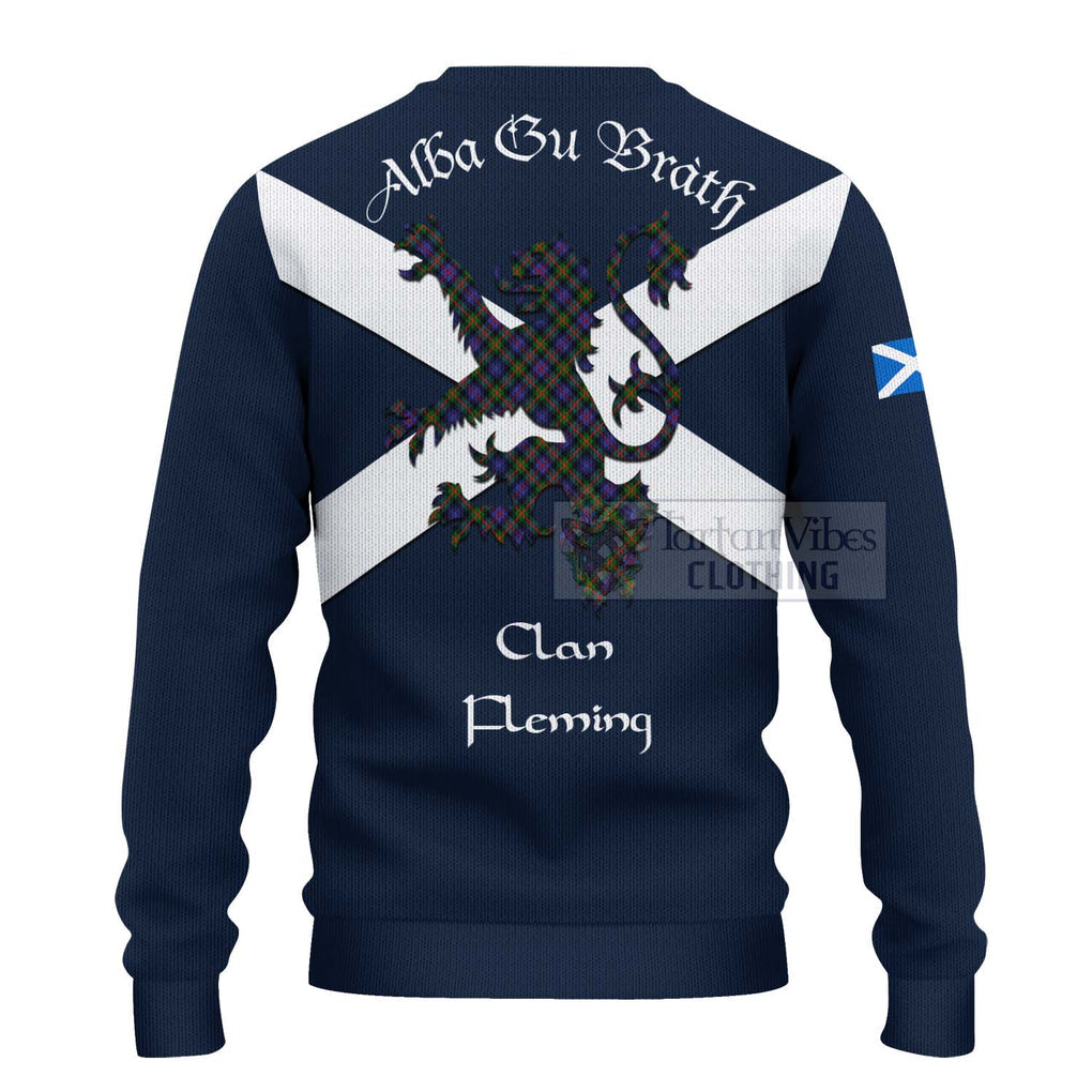 Tartan Vibes Clothing Fleming Tartan Lion Rampant Knitted Sweater – Proudly Display Your Heritage with Alba Gu Brath and Clan Name