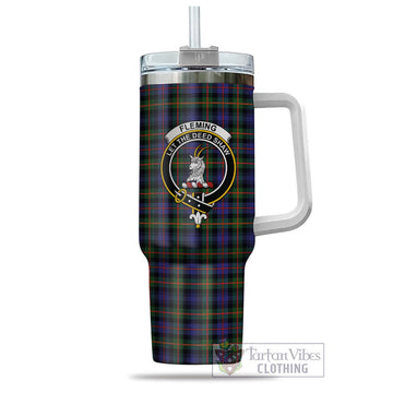 Tartan Vibes Clothing Fleming Tartan and Family Crest Tumbler with Handle