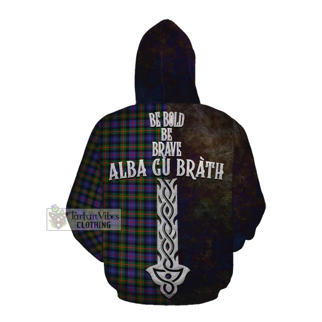 Tartan Vibes Clothing Fleming Tartan Family Crest Cotton Hoodie Alba Gu Brath Be Brave Lion Ancient Style
