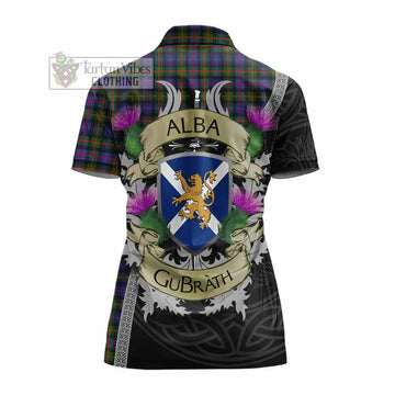 Fleming Tartan Family Crest Women's Polo Shirt Lion Rampant Royal Thistle Shield Celtic Inspired